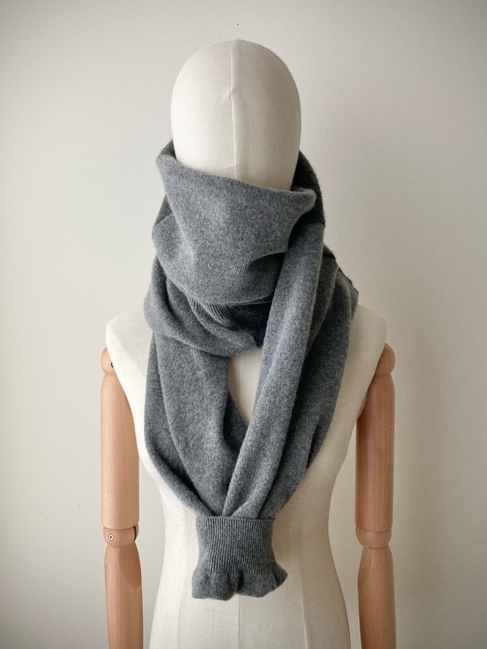 joodito 100% cashmere sweater wrap scarf preppy tie neckwarmer oversized gray